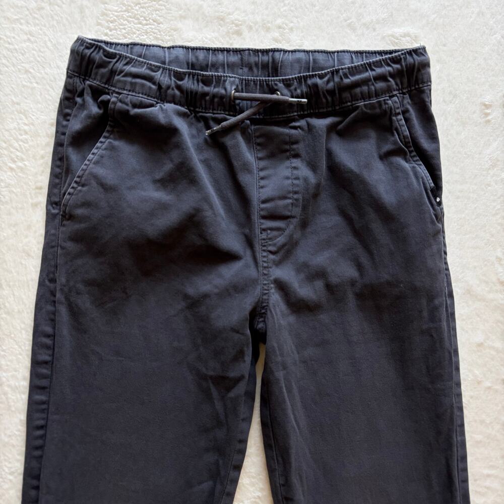 Quiksilver Youth L Black Cotton Stretch Jogger Chino Pants Drawstring Cuffed